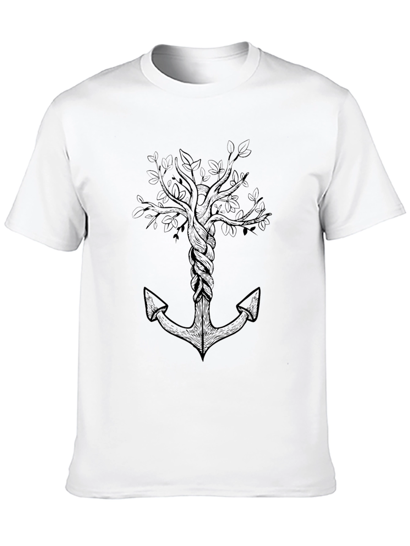 Anchor Tree Graphic Tee -  Mens Black T-Shirt