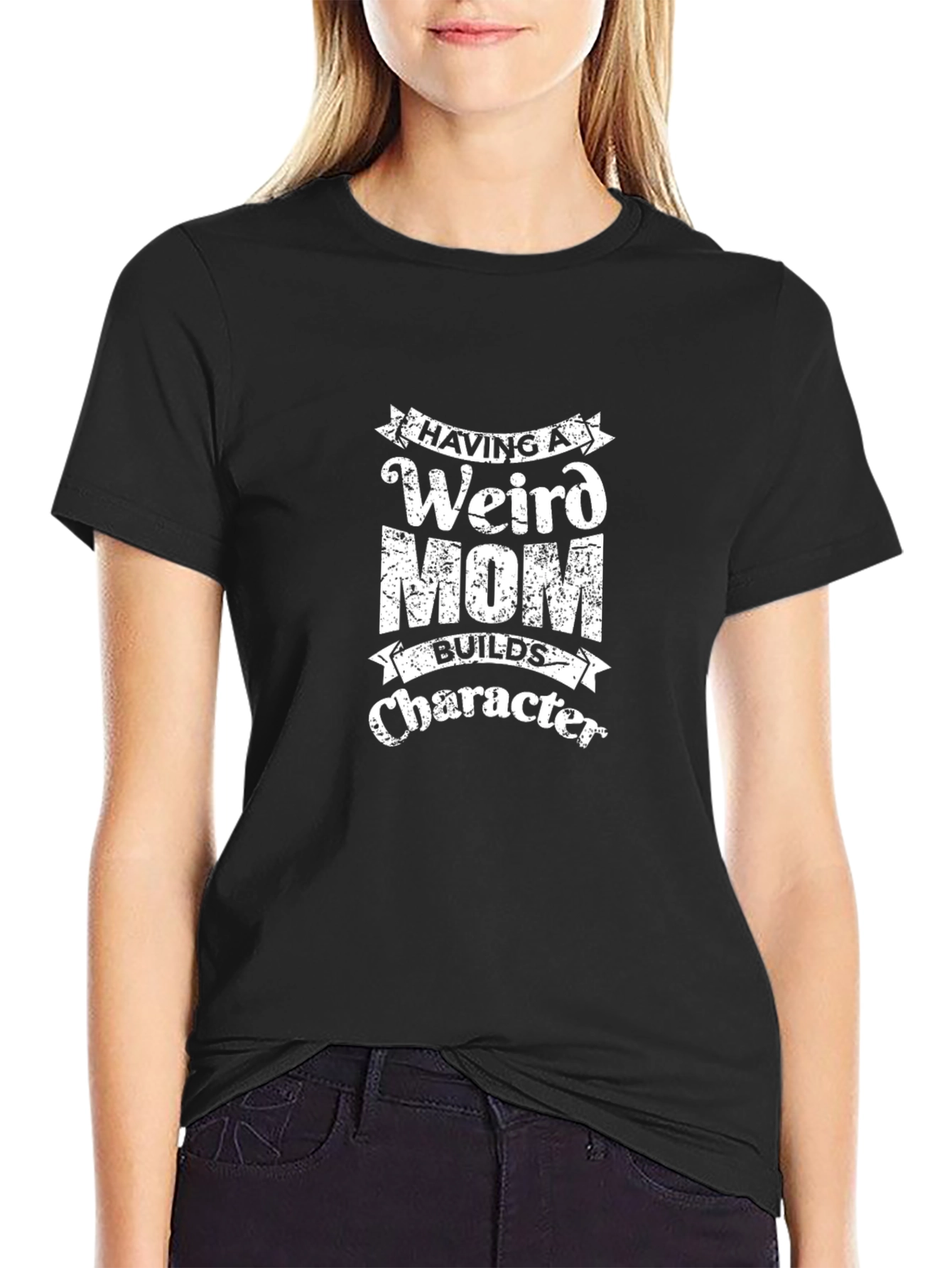Weird Mom Character Black T-Shirt