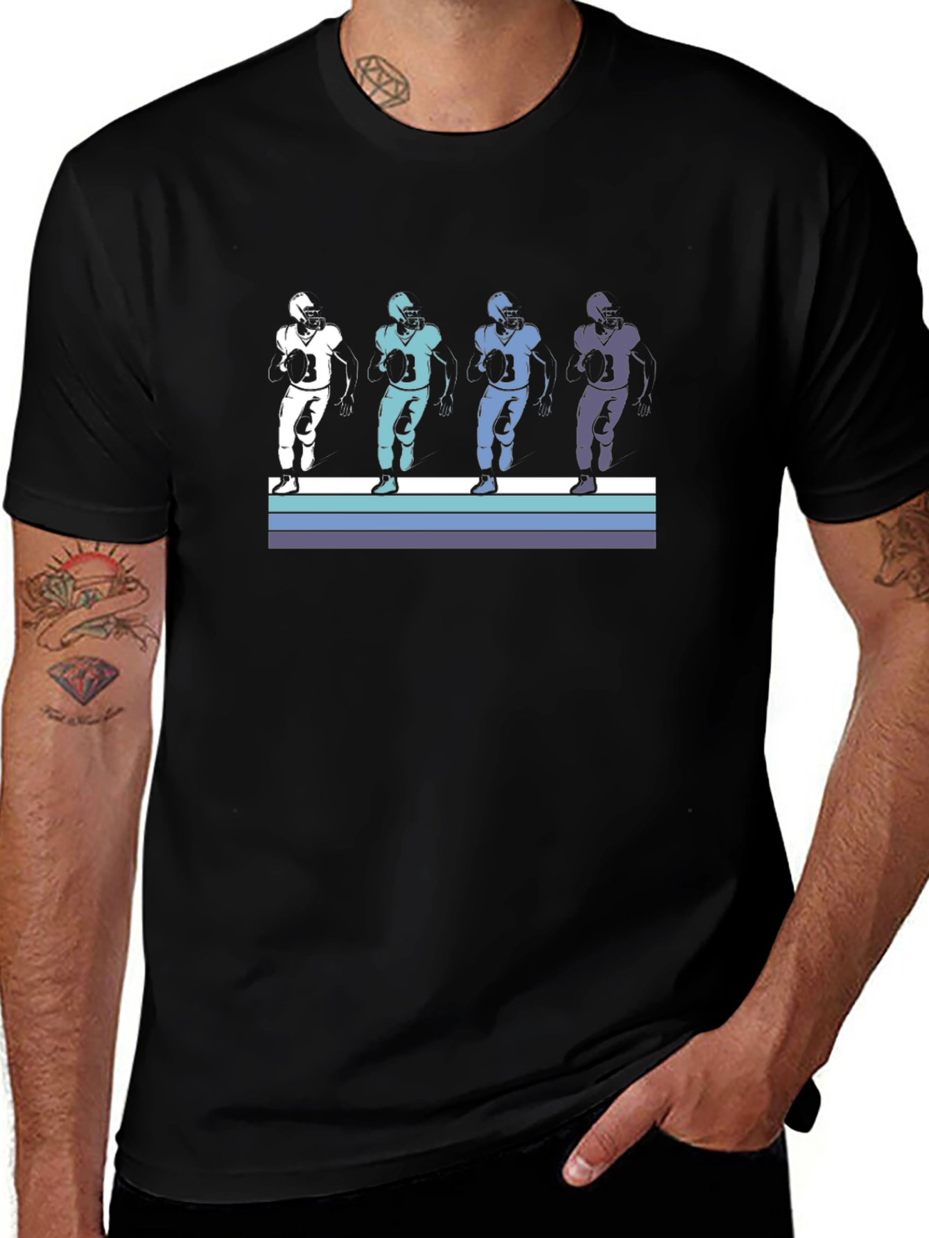 Football Player Graphic Tee - Retro Style