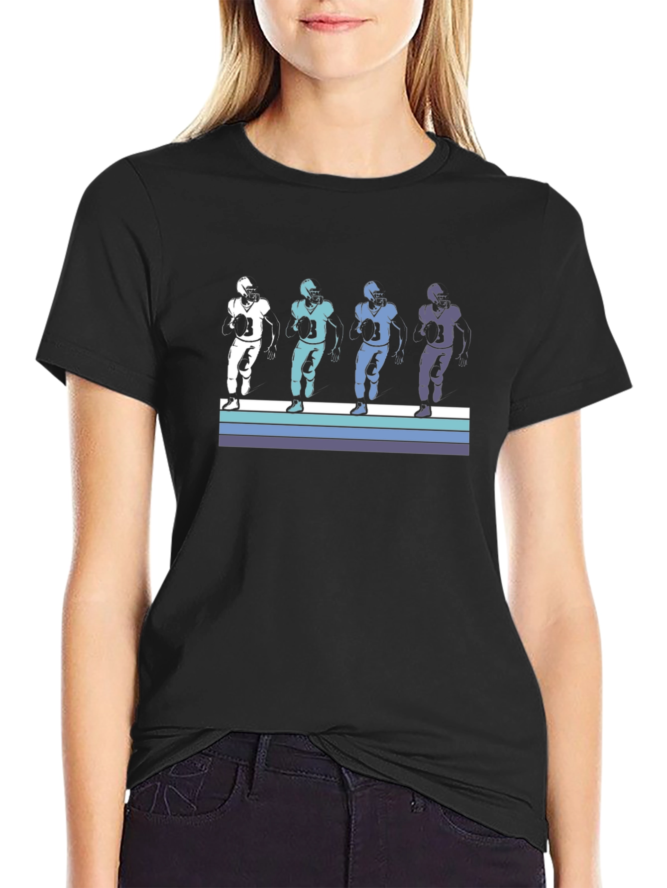 Football Player Graphic Tee - Retro Style