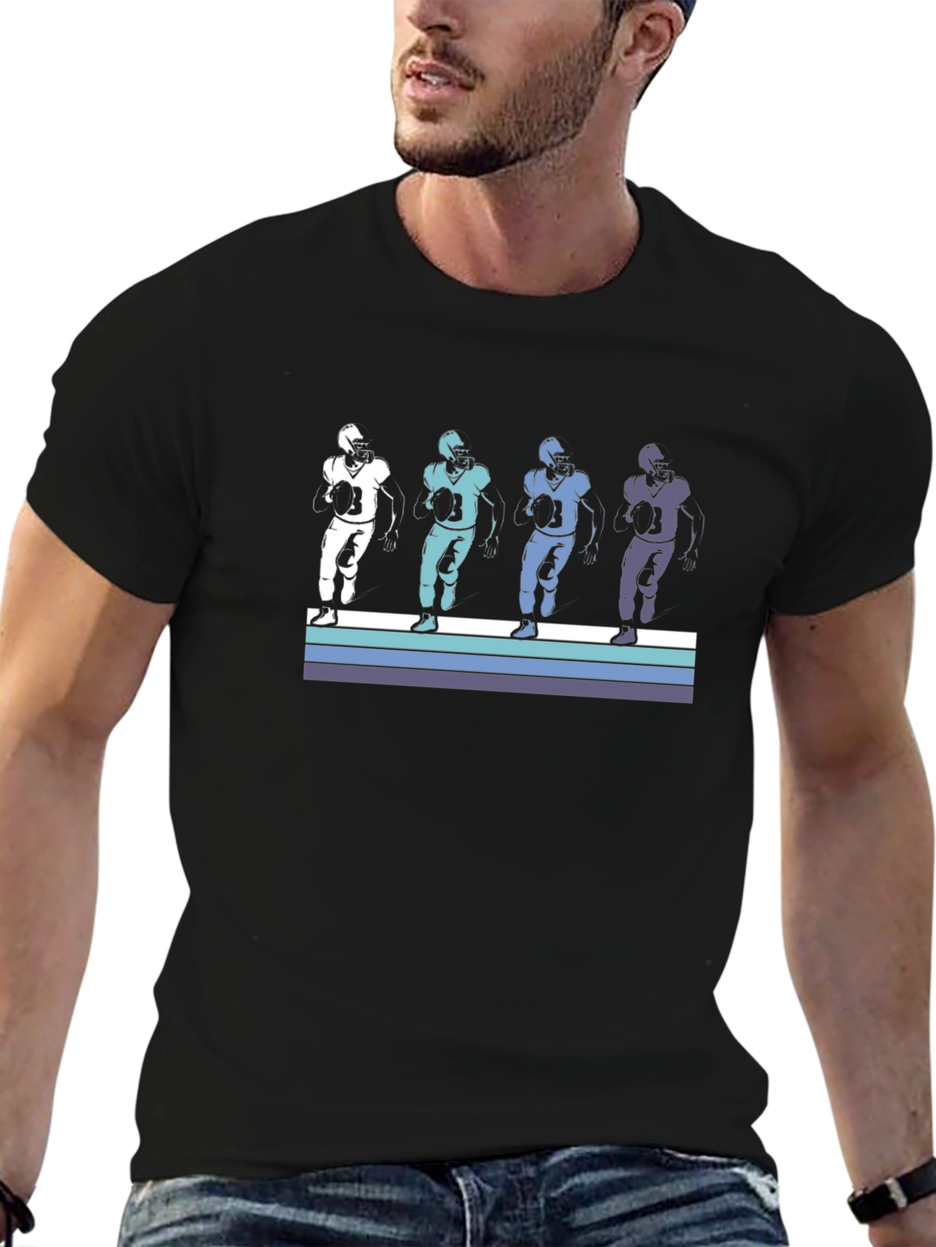 Football Player Graphic Tee - Retro Style