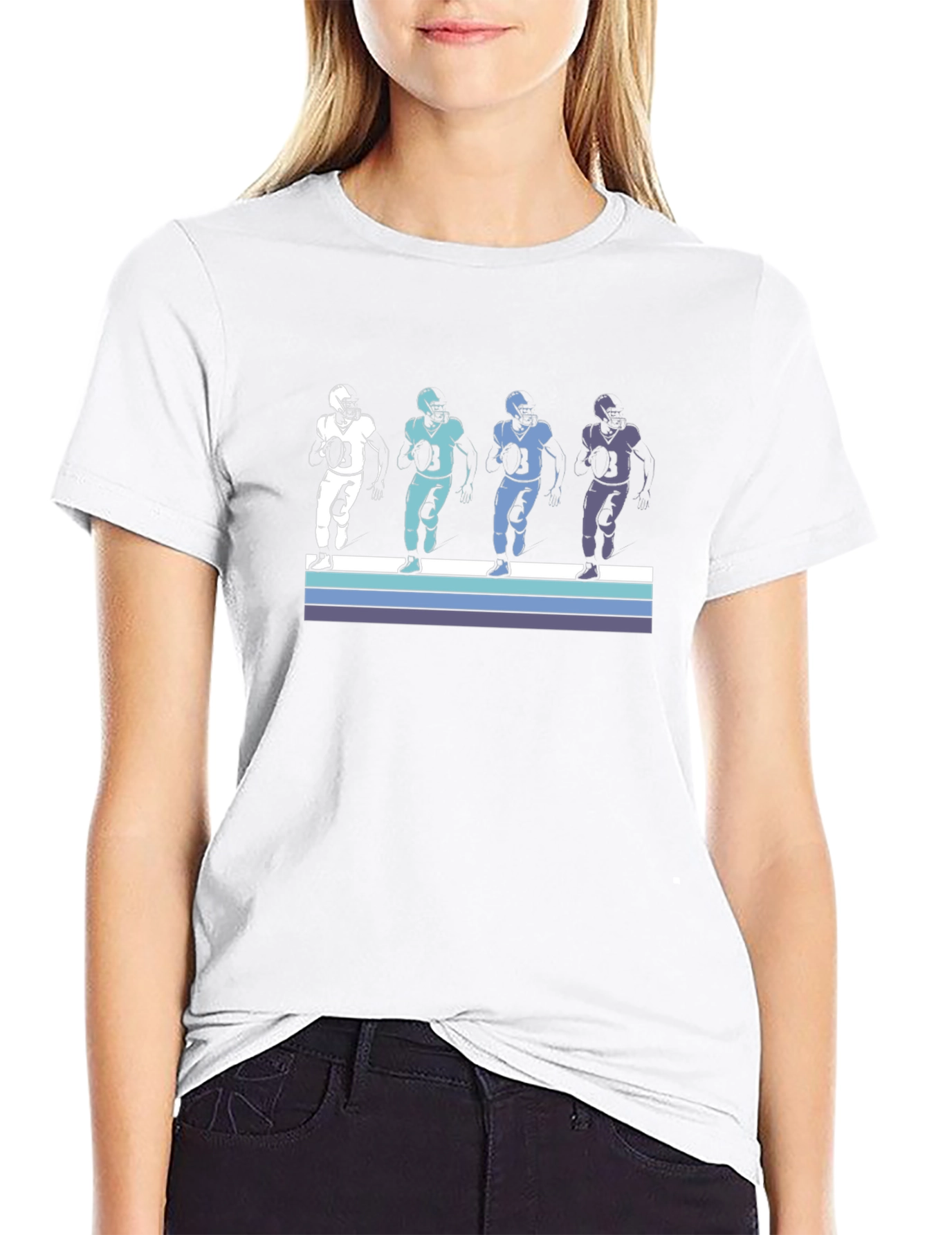 Football Player Graphic Tee - Retro Style