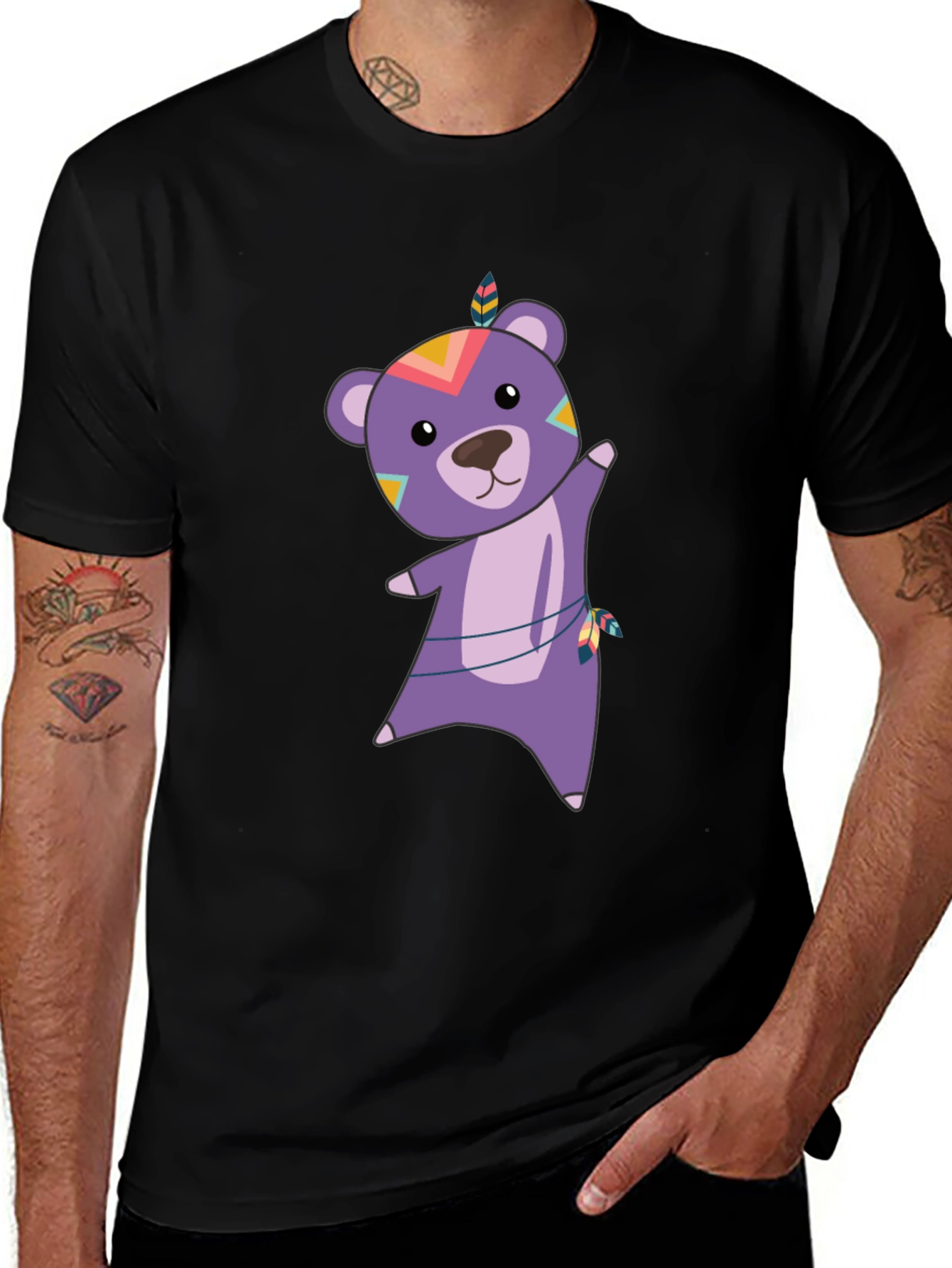 Bear Graphic Tee - Tribal Bear Shirt