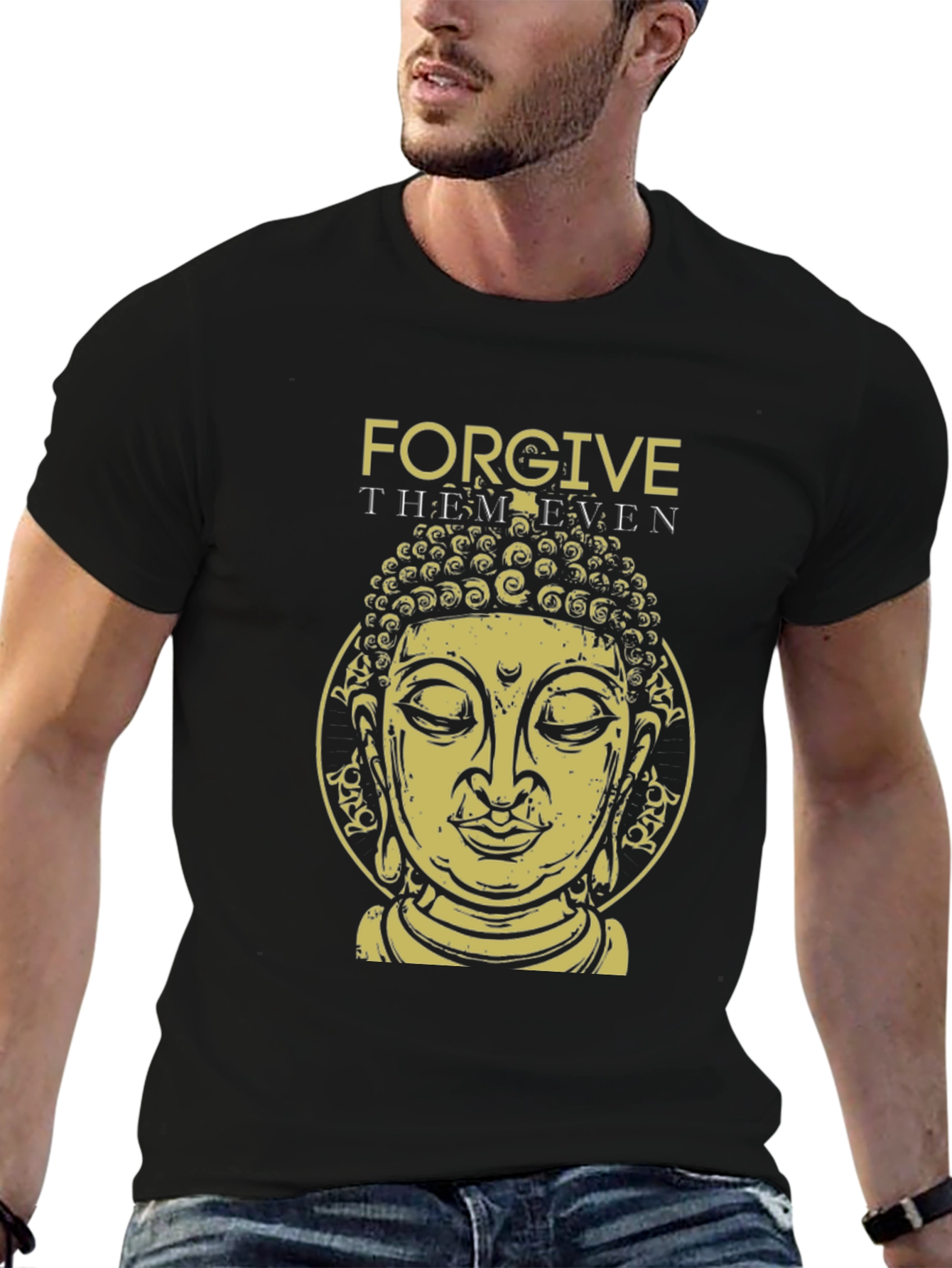Forgive Them Buddha Graphic Tee - Black