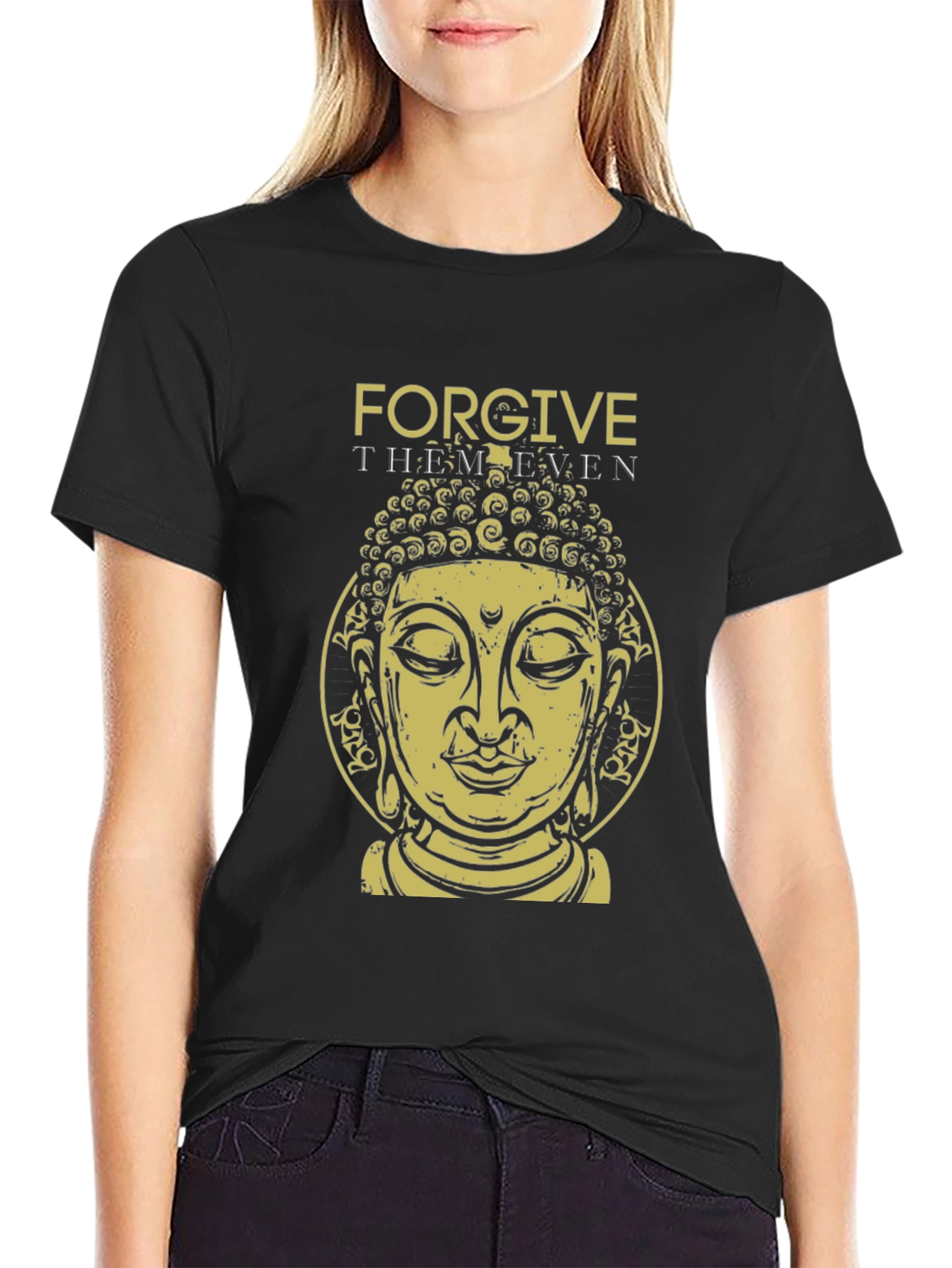 Forgive Them Buddha Graphic Tee - Black