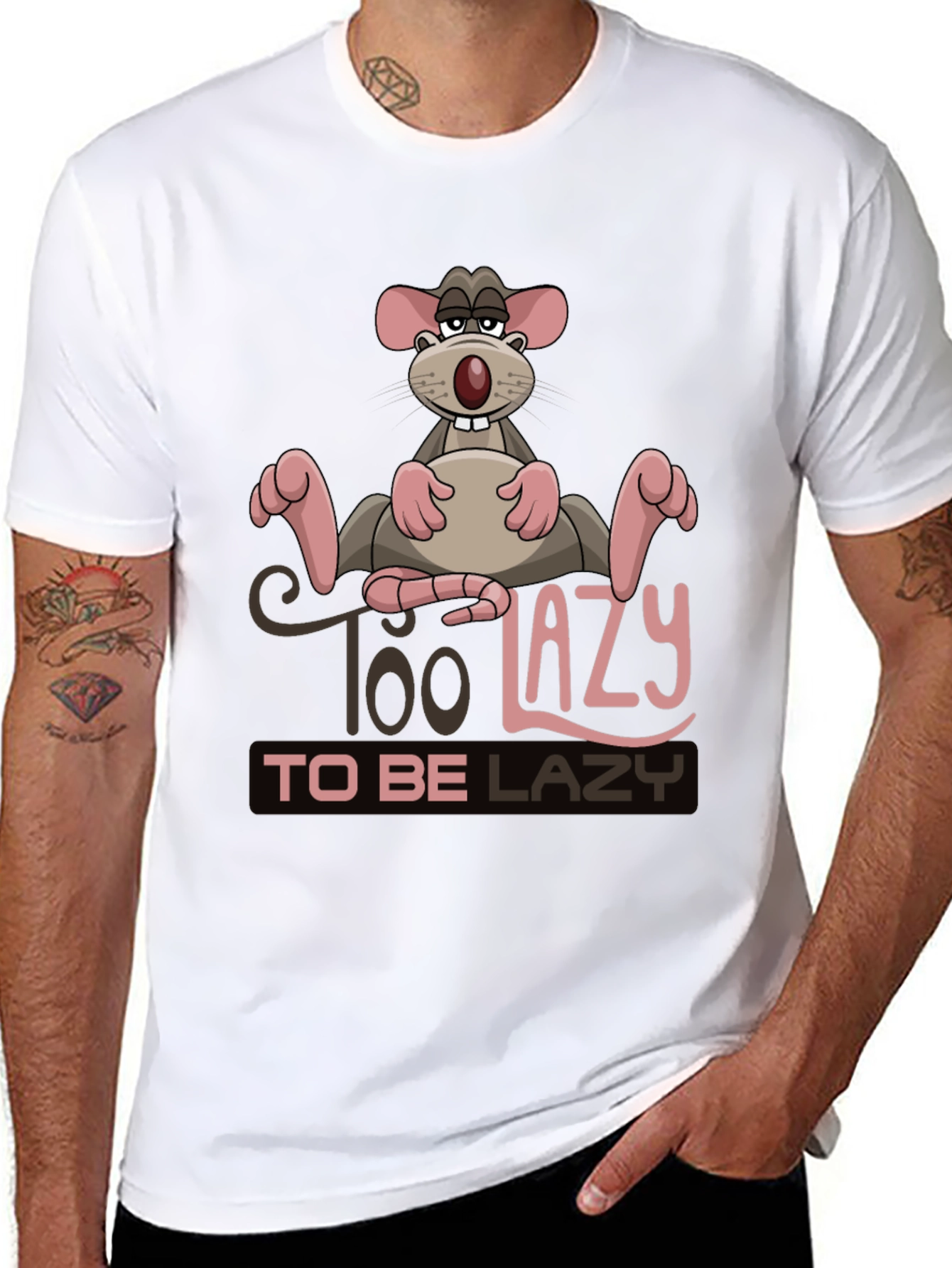 Funny Too Lazy Rat Graphic T-Shirt