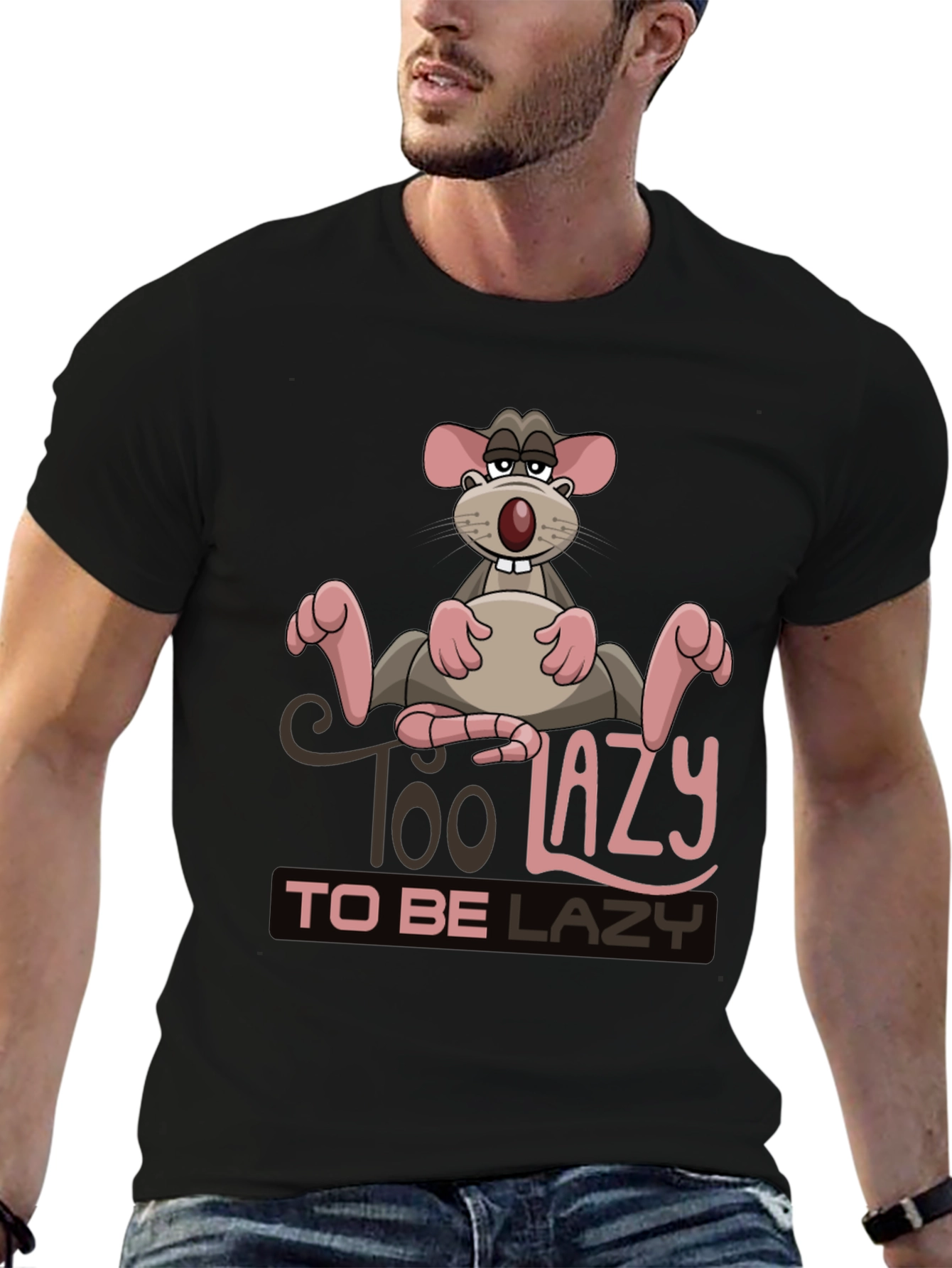 Funny Too Lazy Rat Graphic T-Shirt