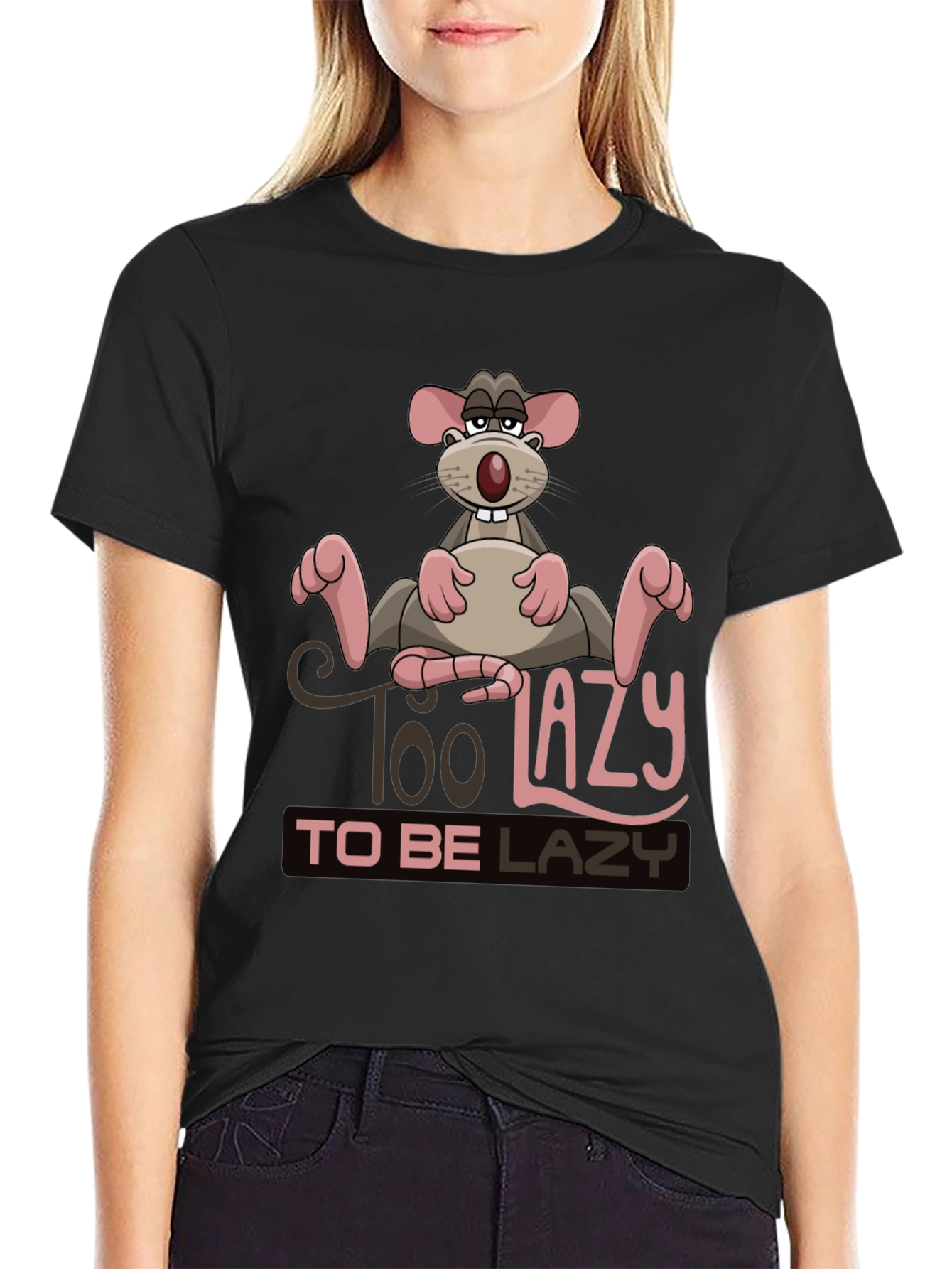 Funny Too Lazy Rat Graphic T-Shirt