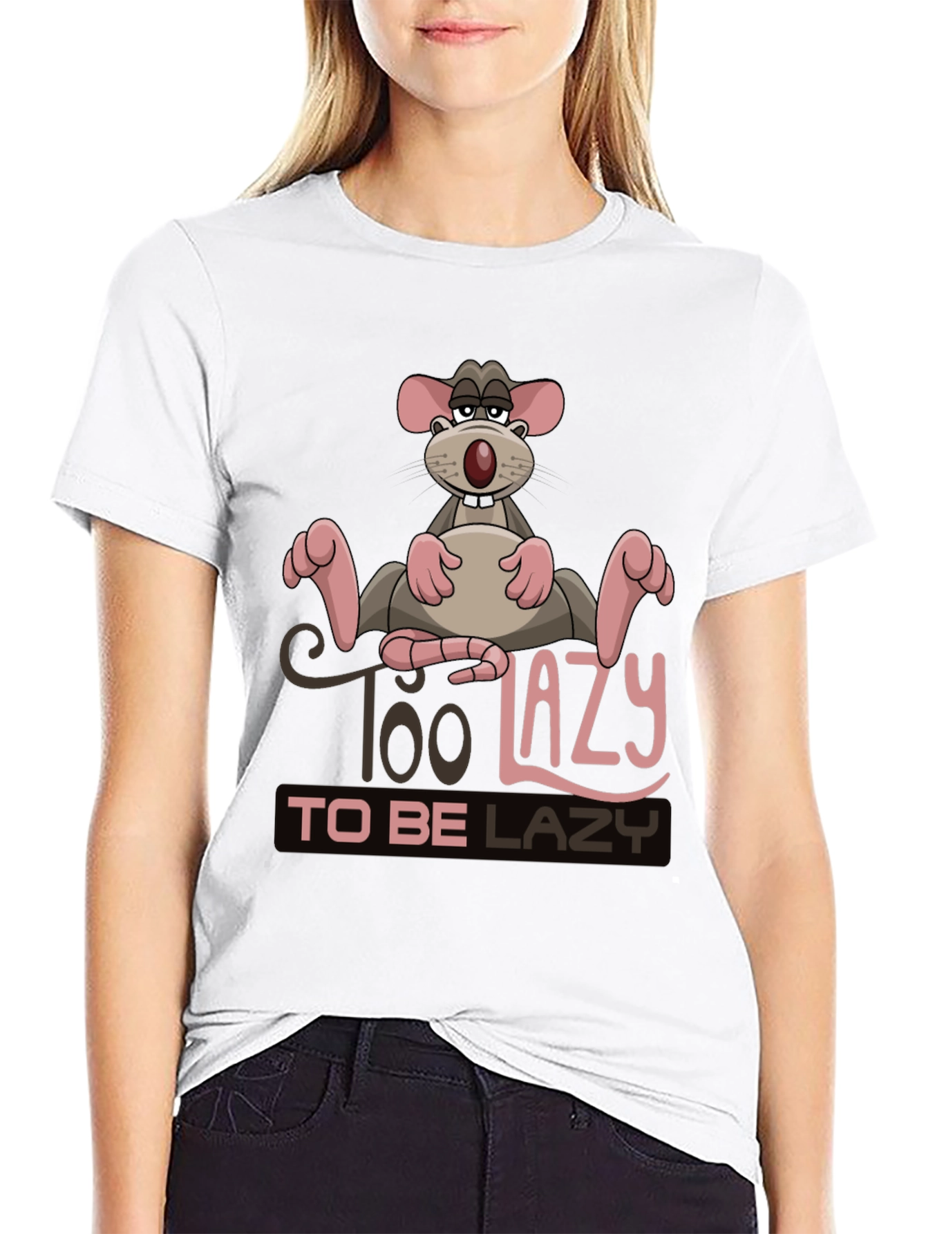 Funny Too Lazy Rat Graphic T-Shirt