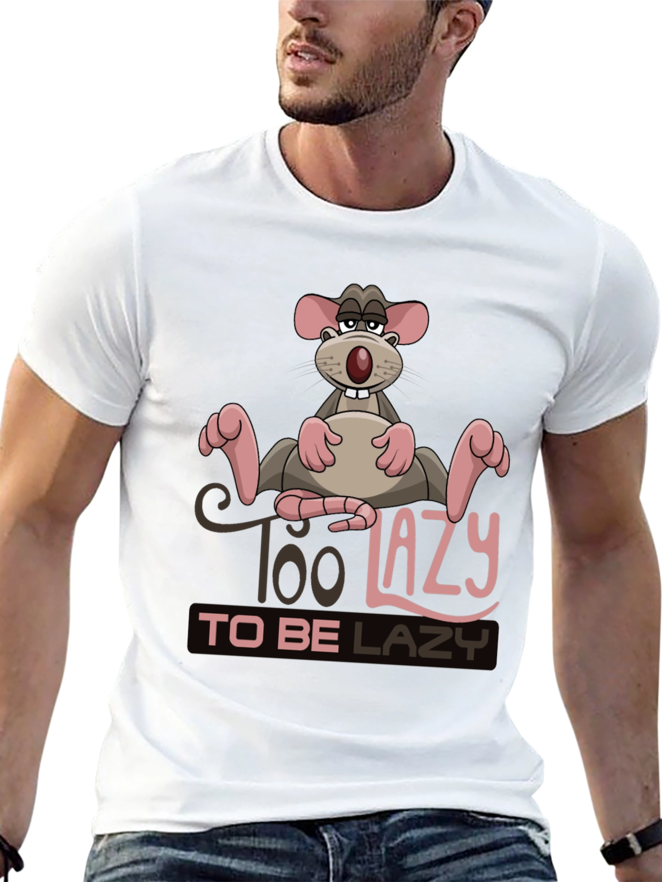 Funny Too Lazy Rat Graphic T-Shirt