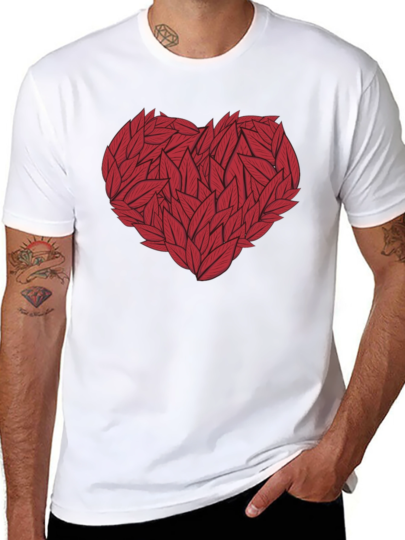 Heart of Leaves Graphic Tee - Black