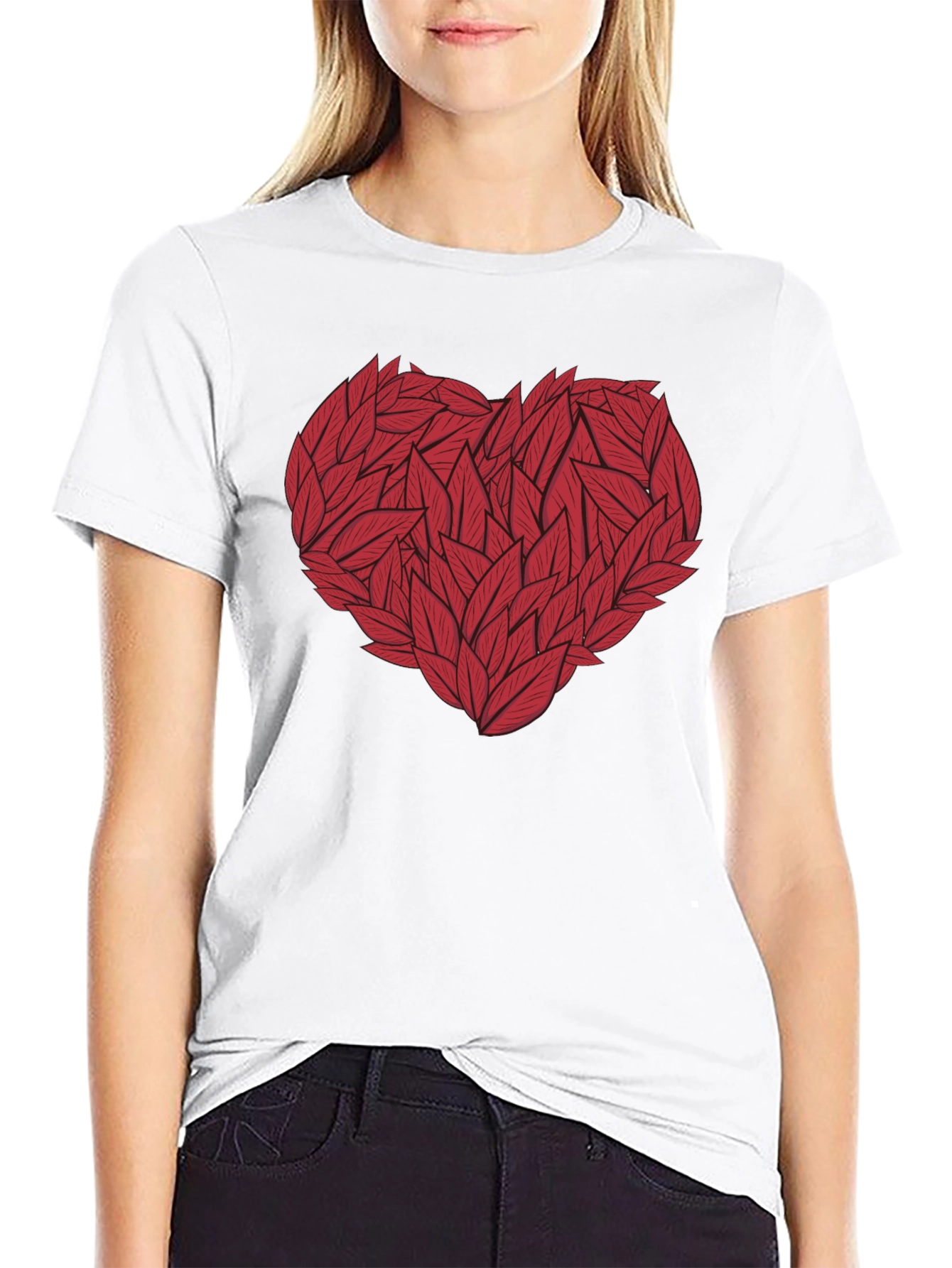 Heart of Leaves Graphic Tee - Black