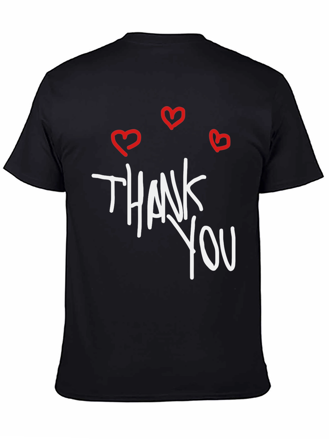 Thank You Hearts Graphic Tee - Casual Black T-Shirt