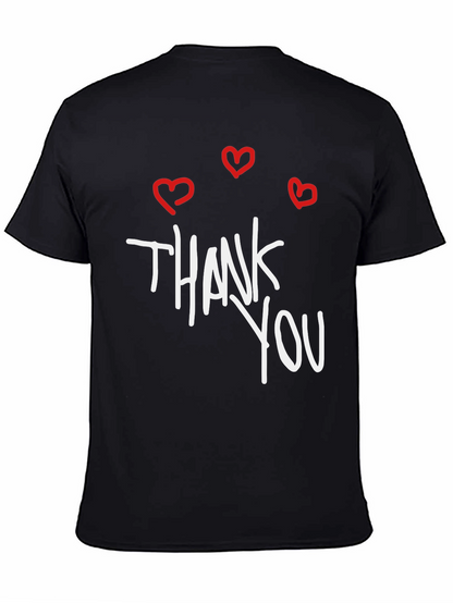 Thank You Hearts Graphic Tee - Casual Black T-Shirt