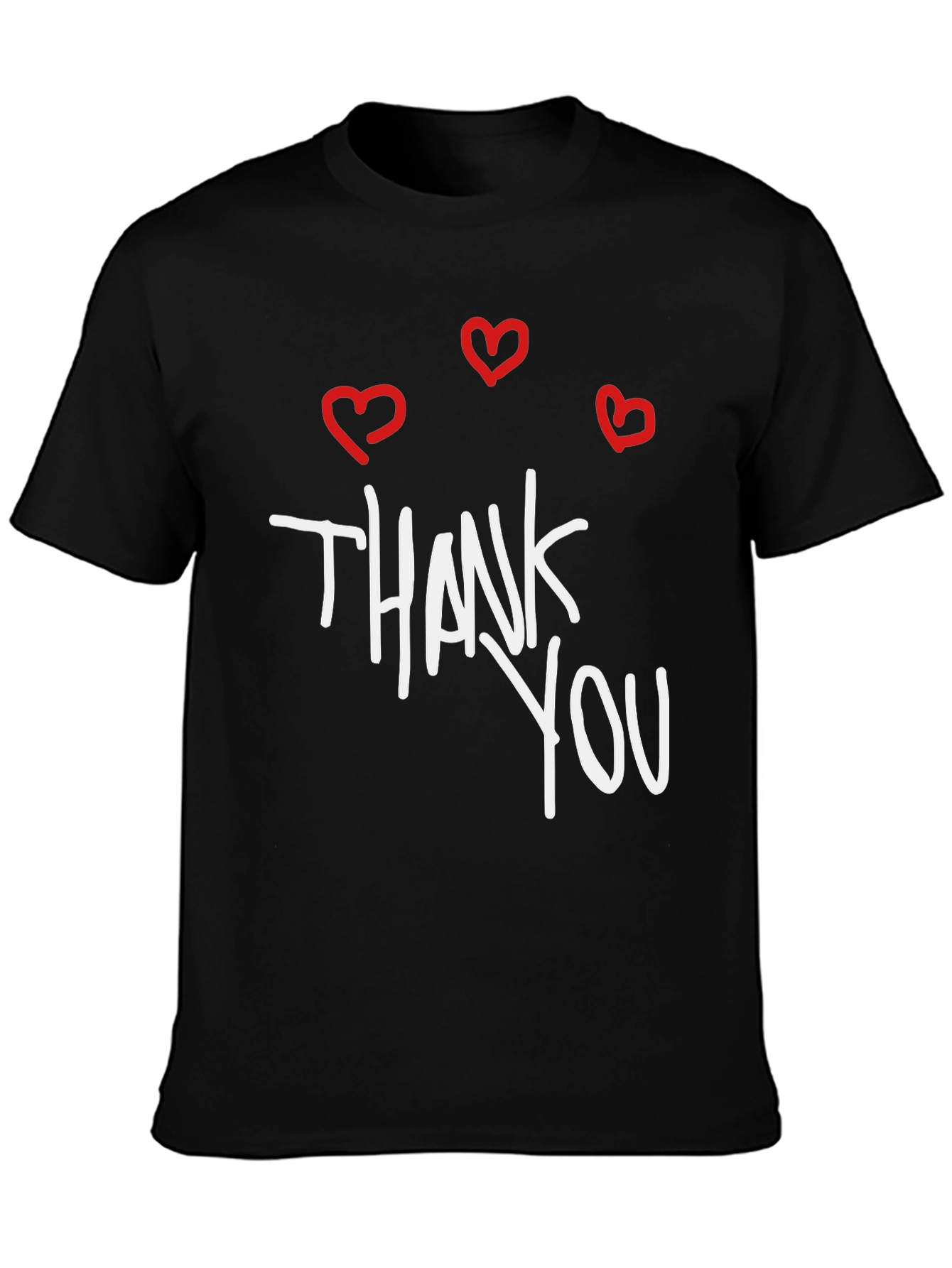Thank You Hearts Graphic Tee - Casual Black T-Shirt