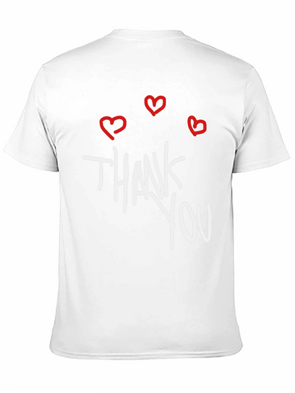 Thank You Hearts Graphic Tee - Casual Black T-Shirt