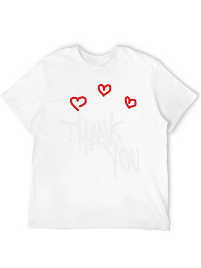 Thank You Hearts Graphic Tee - Casual Black T-Shirt