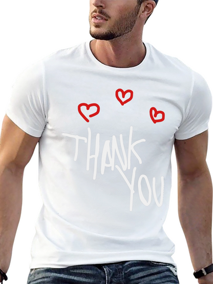 Thank You Hearts Graphic Tee - Casual Black T-Shirt