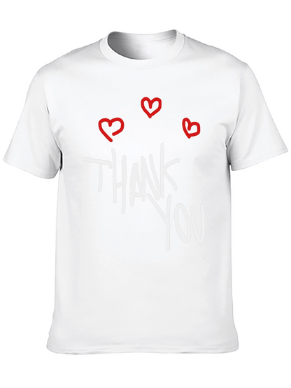 Thank You Hearts Graphic Tee - Casual Black T-Shirt