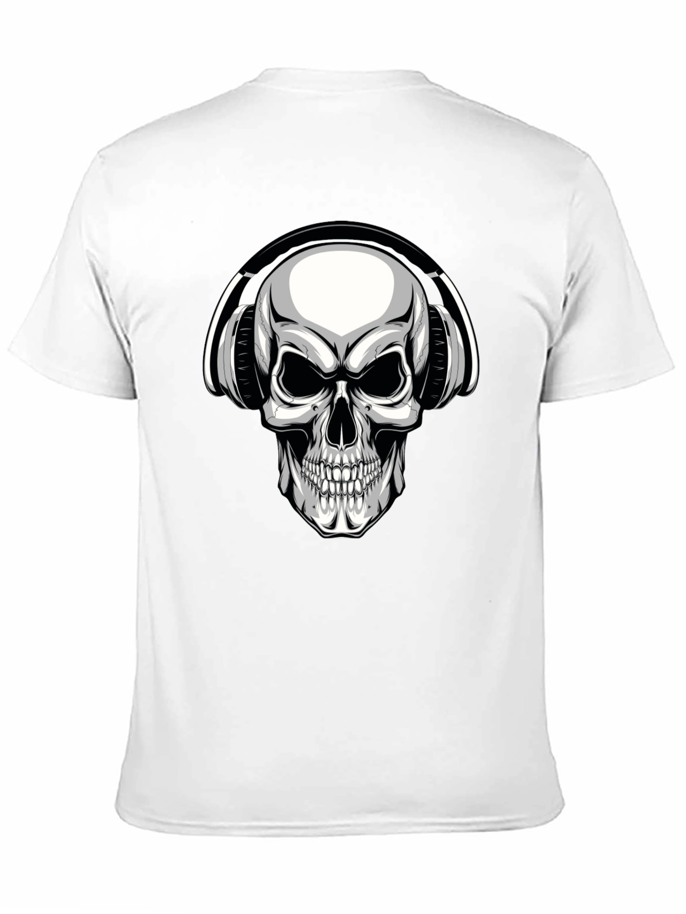 Skull with Headphones Graphic T-Shirt - Black