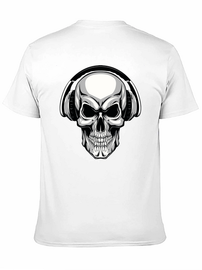 Skull with Headphones Graphic T-Shirt - Black