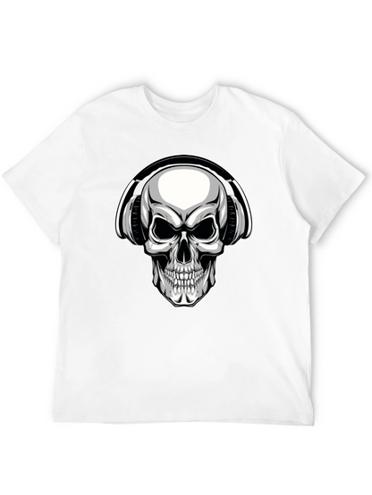 Skull with Headphones Graphic T-Shirt - Black