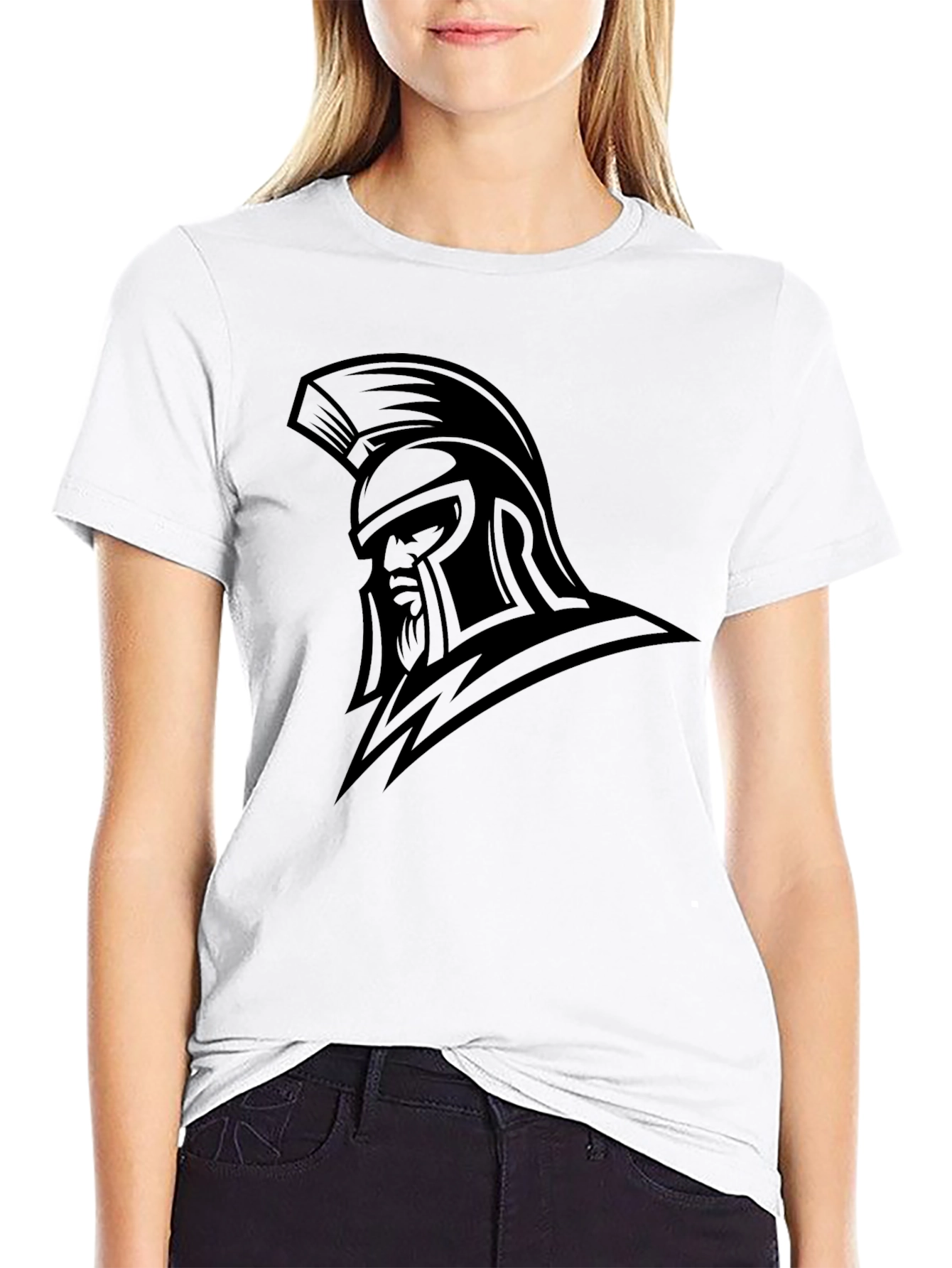 Spartan Warrior Graphic Tee - Black Cotton T-Shirt