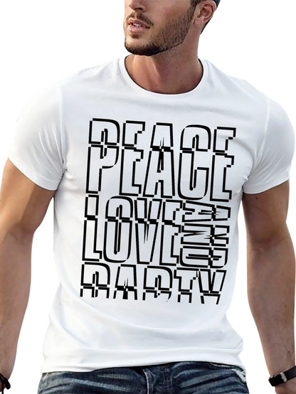 Peace Love Party Black Graphic T-Shirt