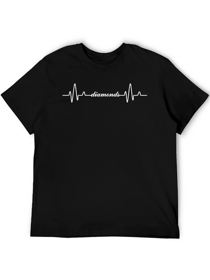 Diamonds Heartbeat Graphic Black T-Shirt