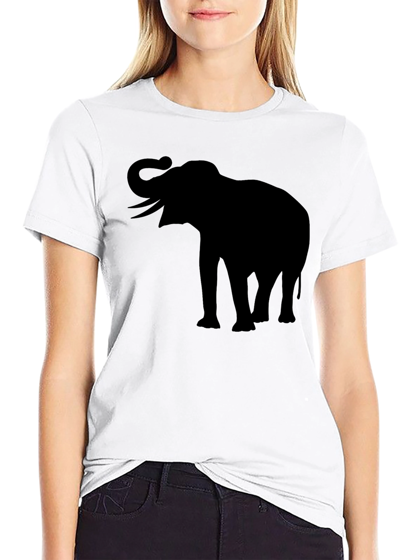 Elephant Silhouette T-Shirt - Black