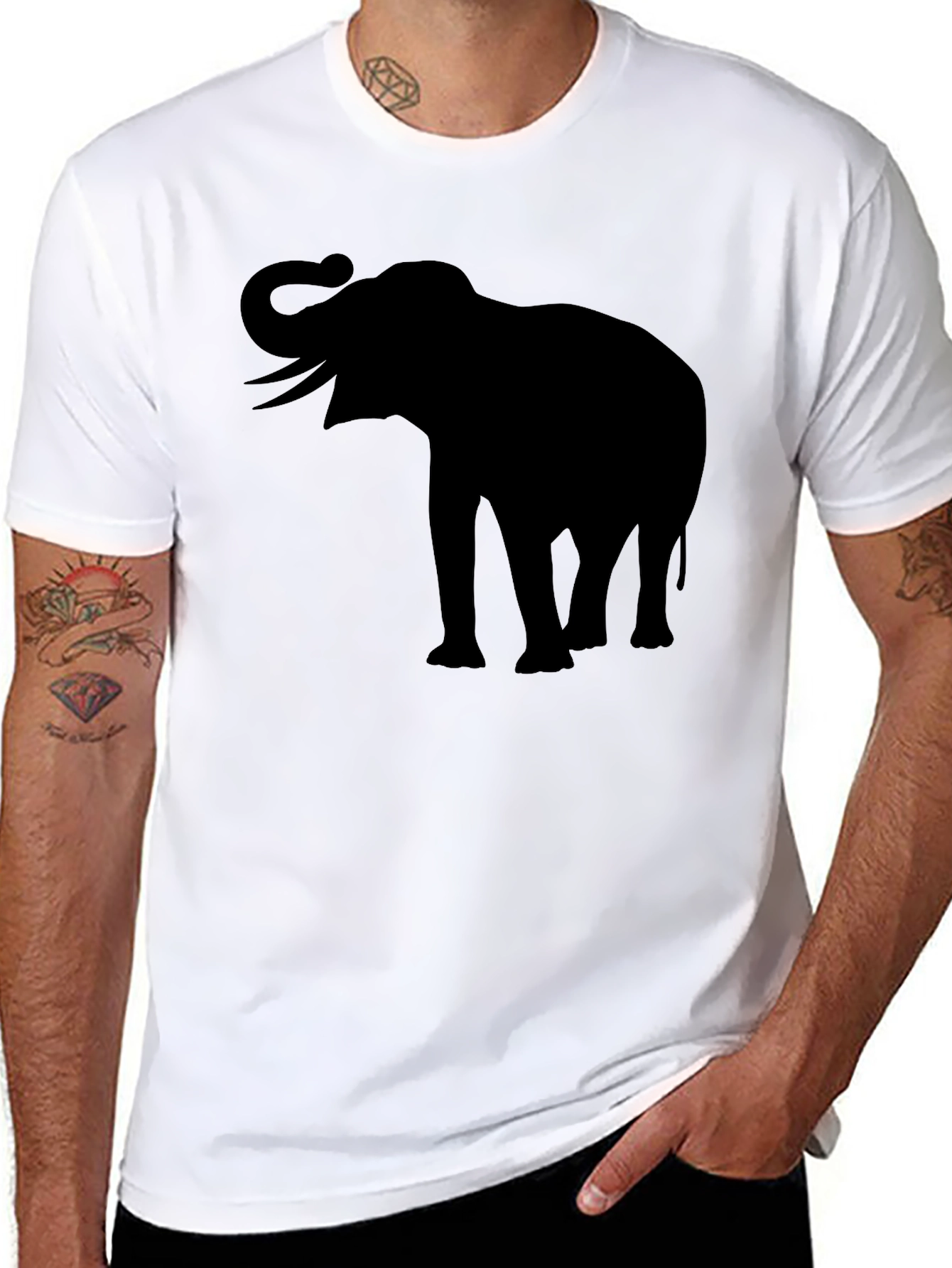 Elephant Silhouette T-Shirt - Black