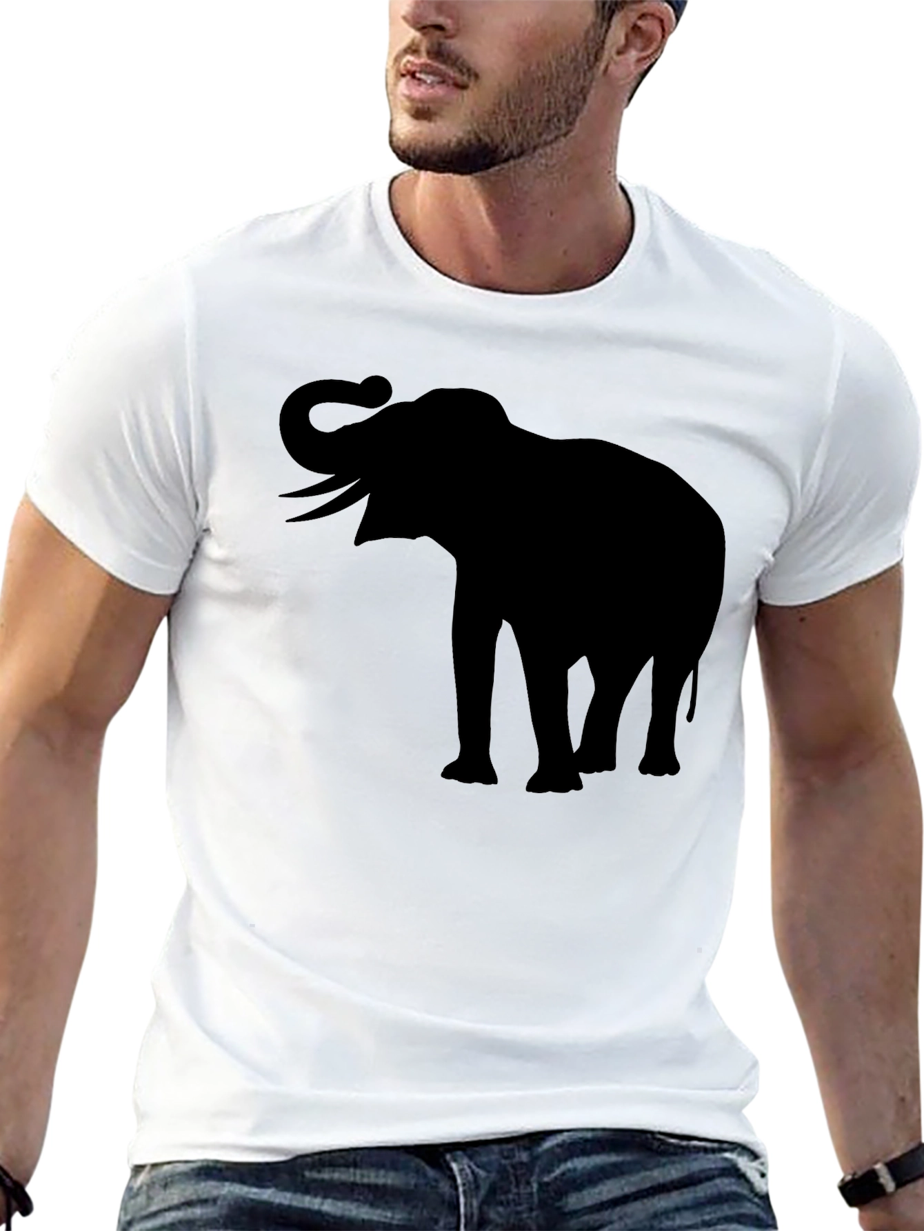 Elephant Silhouette T-Shirt - Black