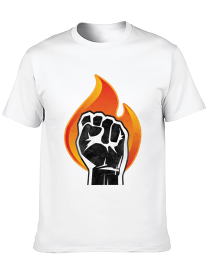 Fiery Fist Graphic T-Shirt - Bold Black Tee
