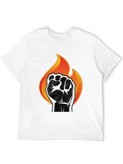 Fiery Fist Graphic T-Shirt - Bold Black Tee