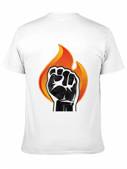 Fiery Fist Graphic T-Shirt - Bold Black Tee