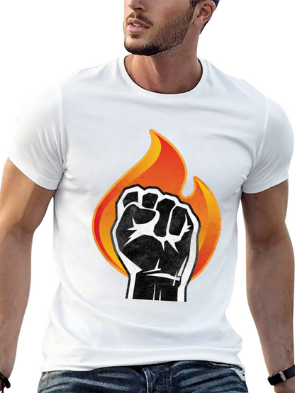 Fiery Fist Graphic T-Shirt - Bold Black Tee