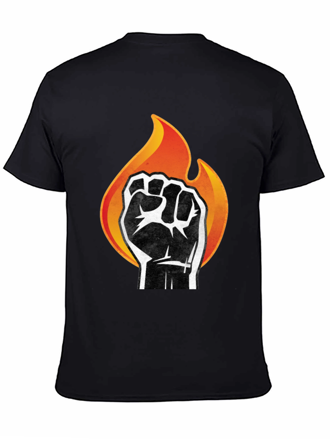 Fiery Fist Graphic T-Shirt - Bold Black Tee