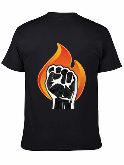 Fiery Fist Graphic T-Shirt - Bold Black Tee