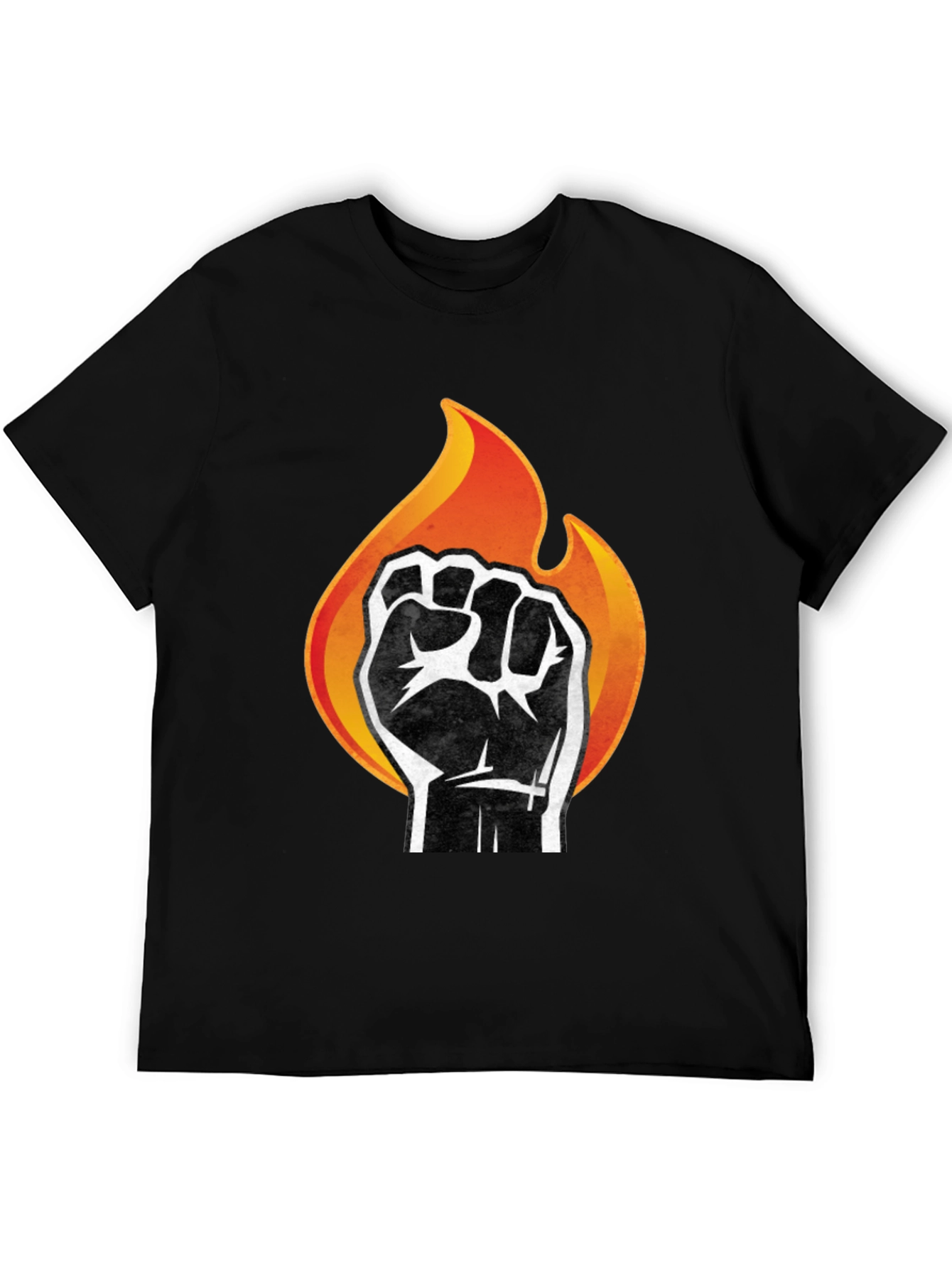 Fiery Fist Graphic T-Shirt - Bold Black Tee