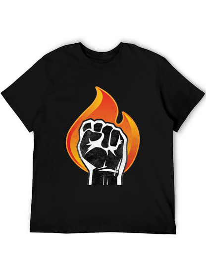 Fiery Fist Graphic T-Shirt - Bold Black Tee