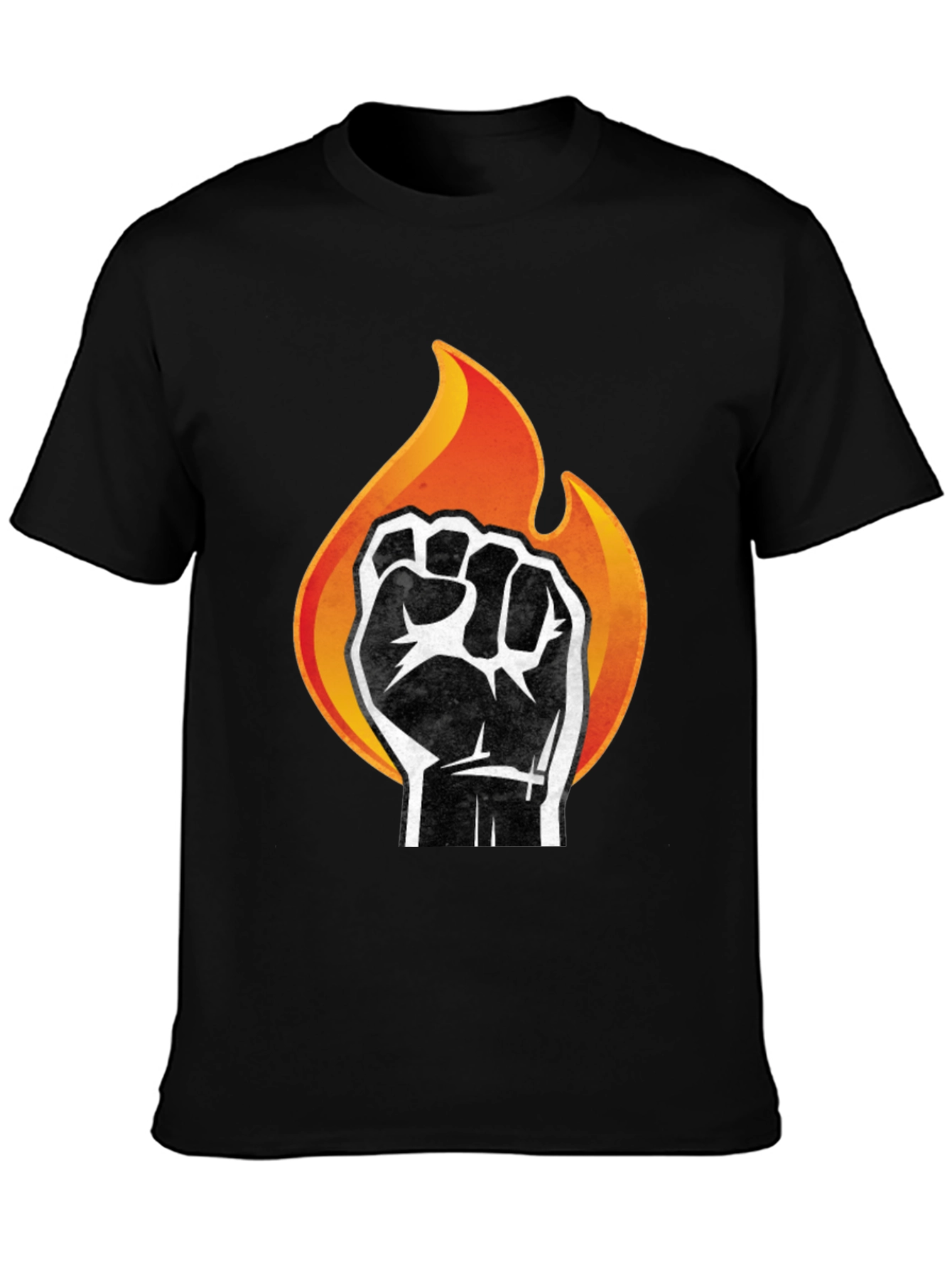 Fiery Fist Graphic T-Shirt - Bold Black Tee