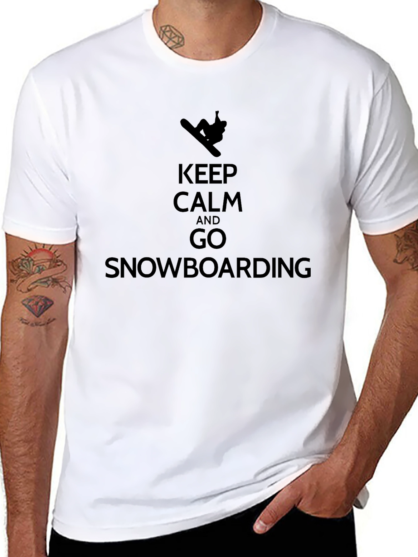 Keep Calm & Go Snowboarding Black Graphic Tee