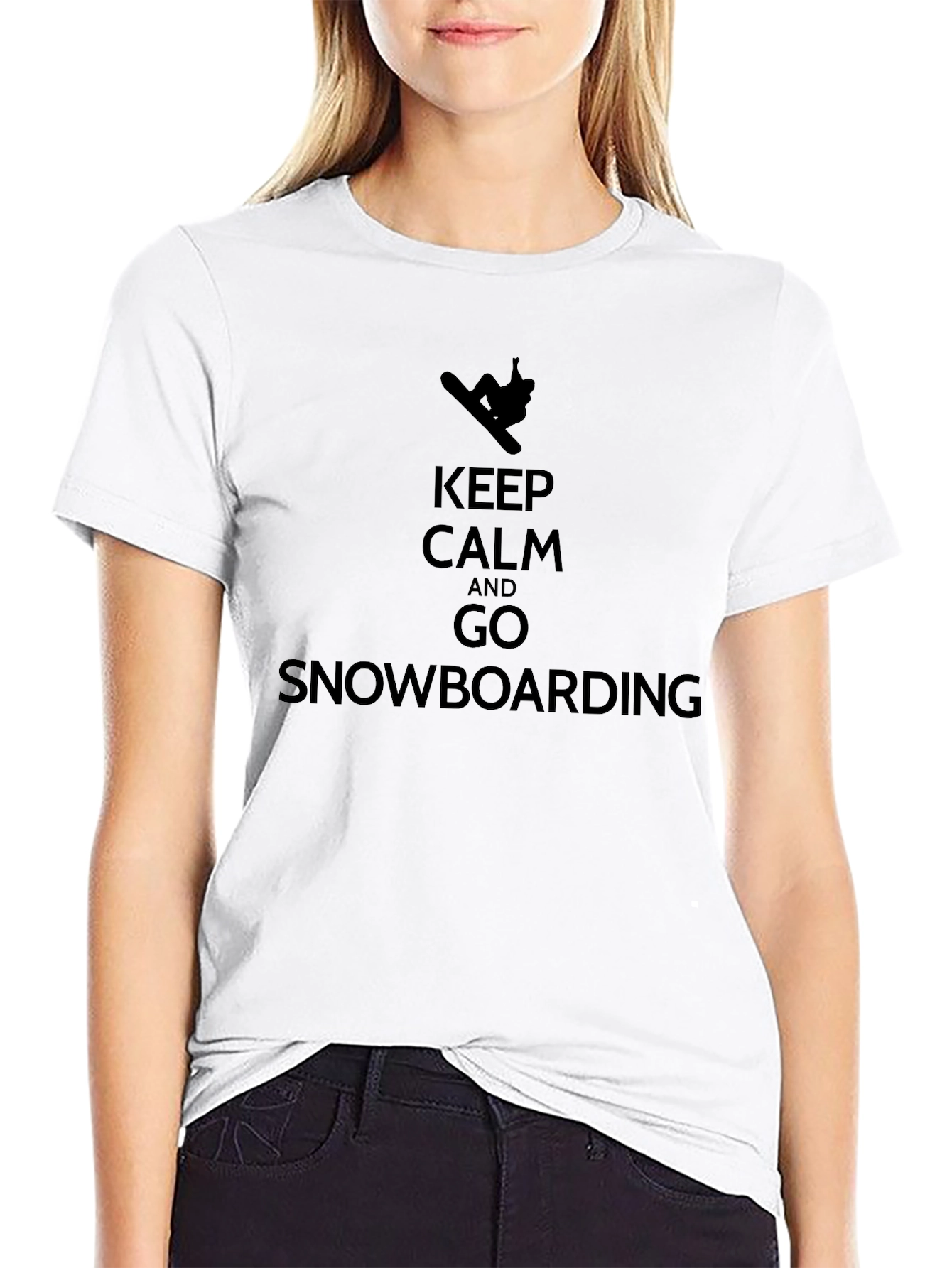 Keep Calm & Go Snowboarding Black Graphic Tee