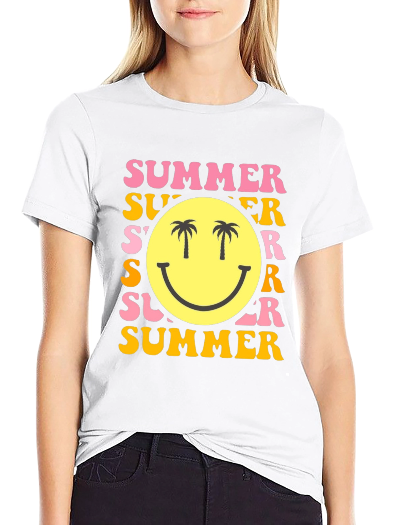 Summer Smiley Face Graphic T-Shirt
