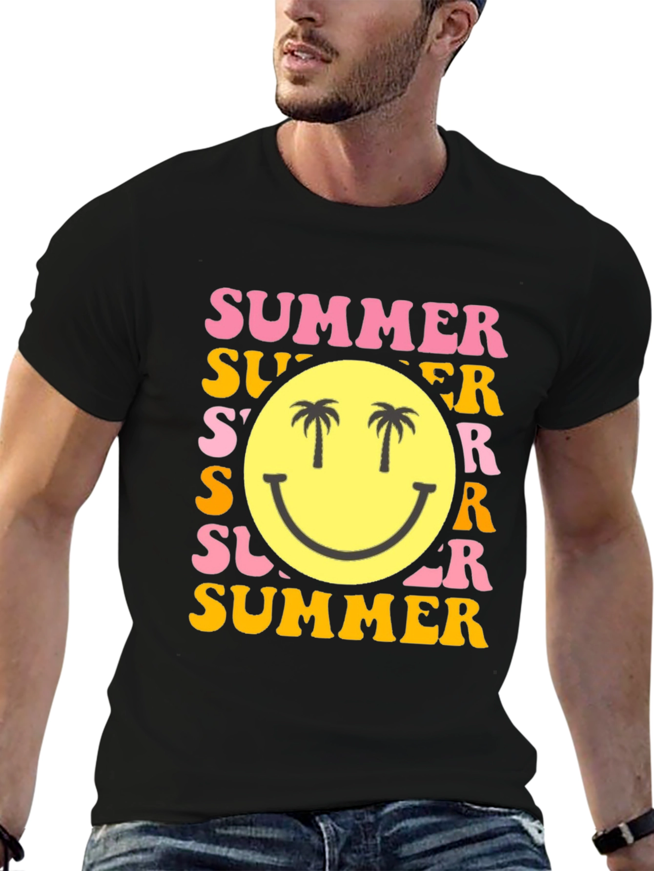 Summer Smiley Face Graphic T-Shirt