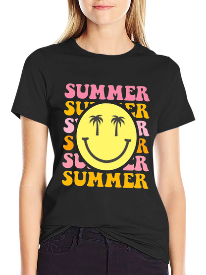 Summer Smiley Face Graphic T-Shirt