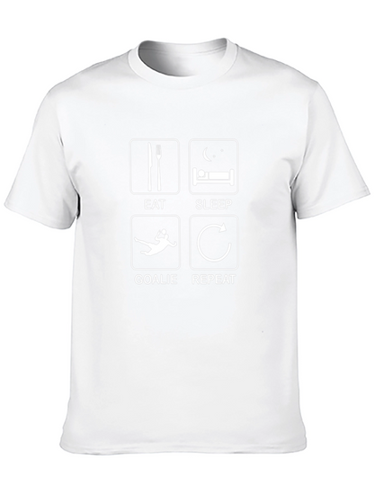 Eat Sleep Goalie Repeat Black Graphic T-Shirt