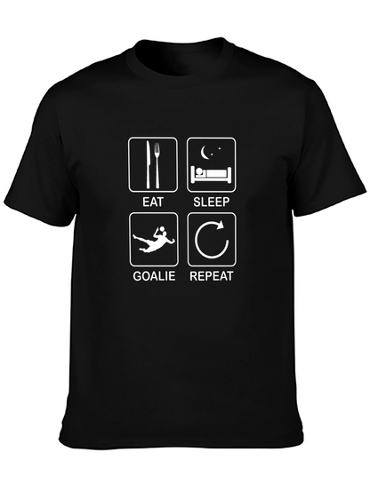 Eat Sleep Goalie Repeat Black Graphic T-Shirt