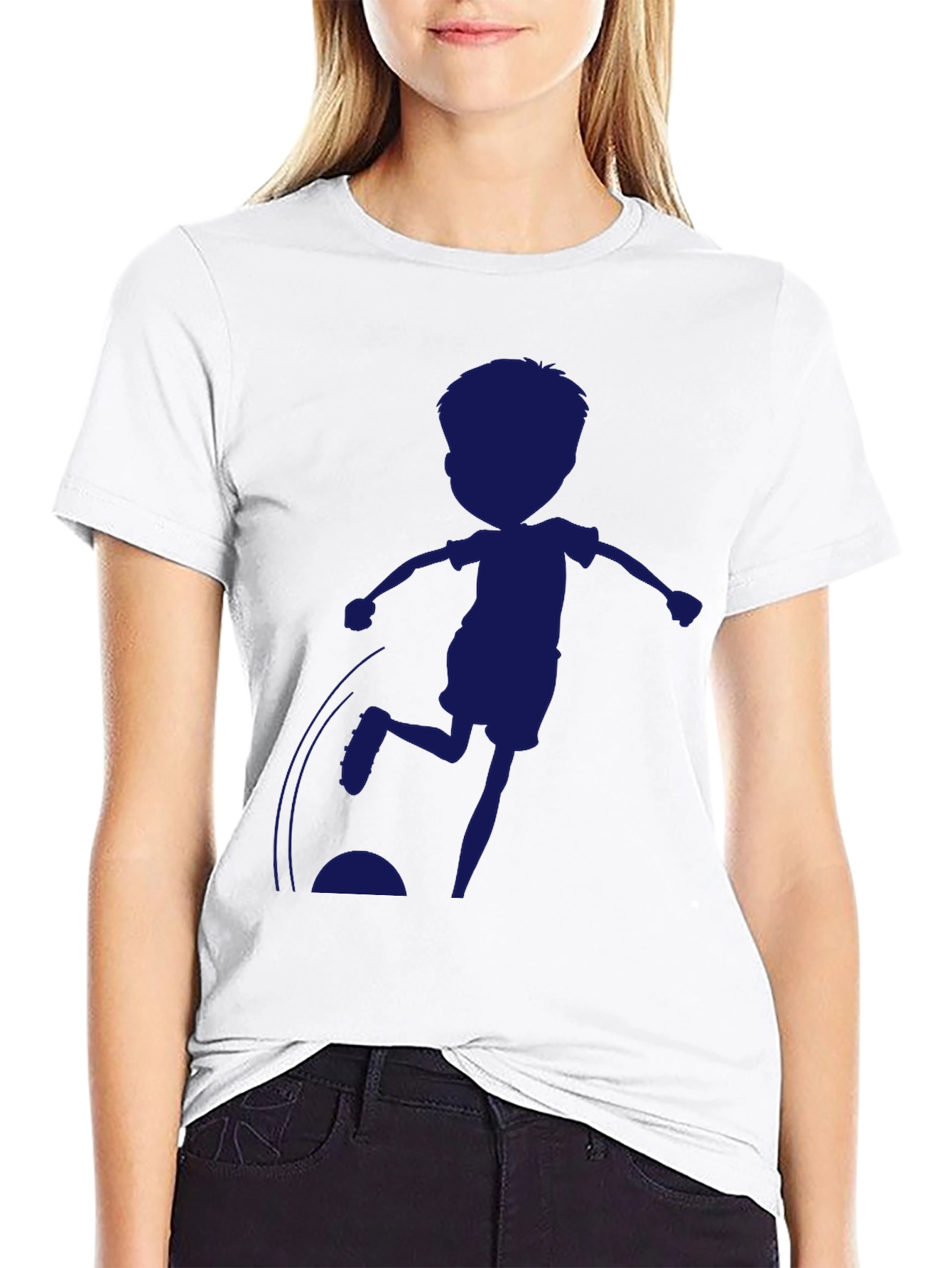 Boy Soccer Silhouette Black T-Shirt