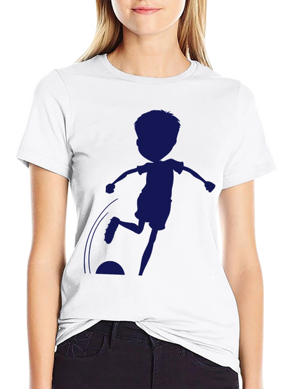 Boy Soccer Silhouette Black T-Shirt